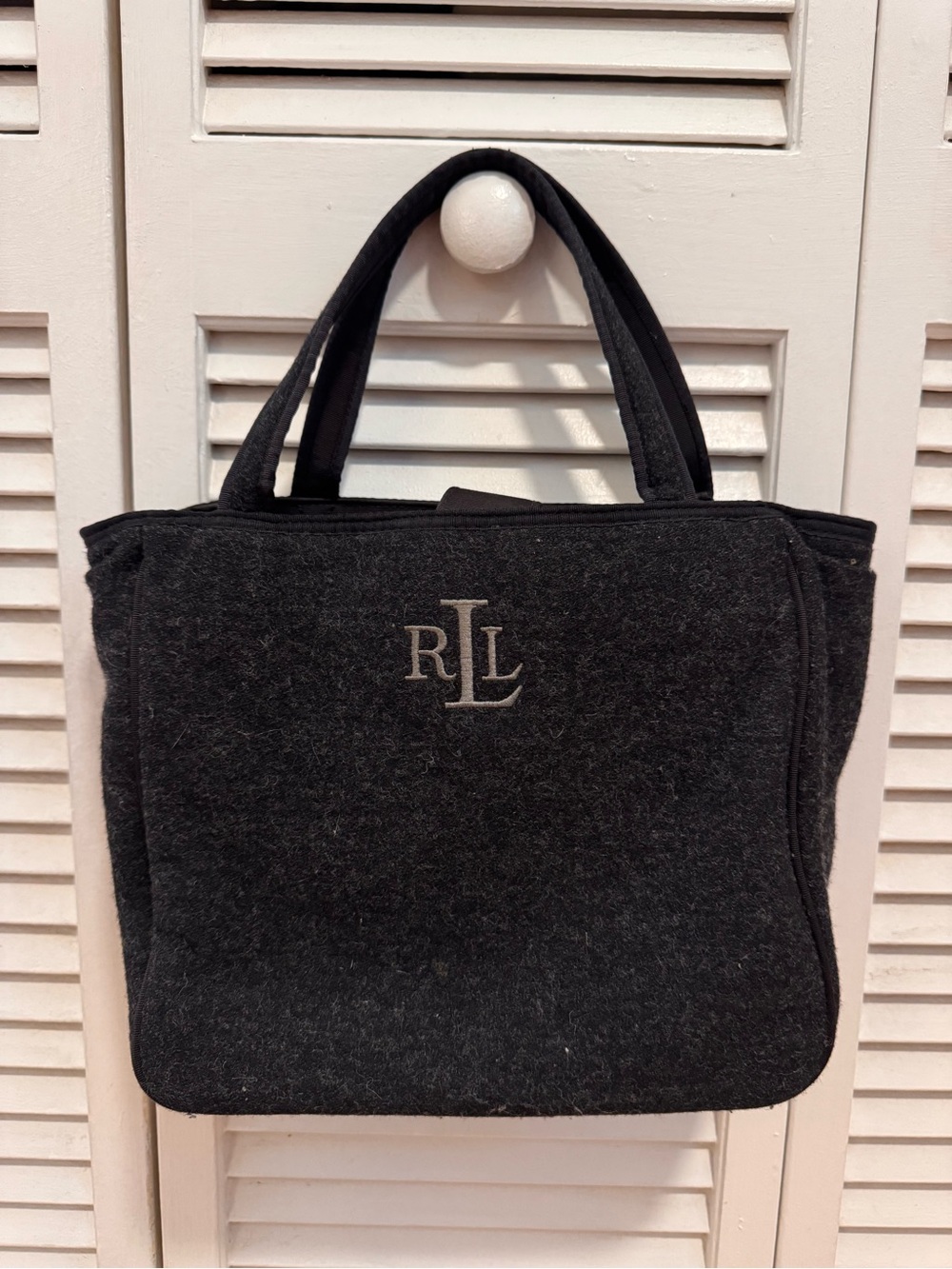 Ralph Lauren Black Wool-Blend Mini Tote Bag